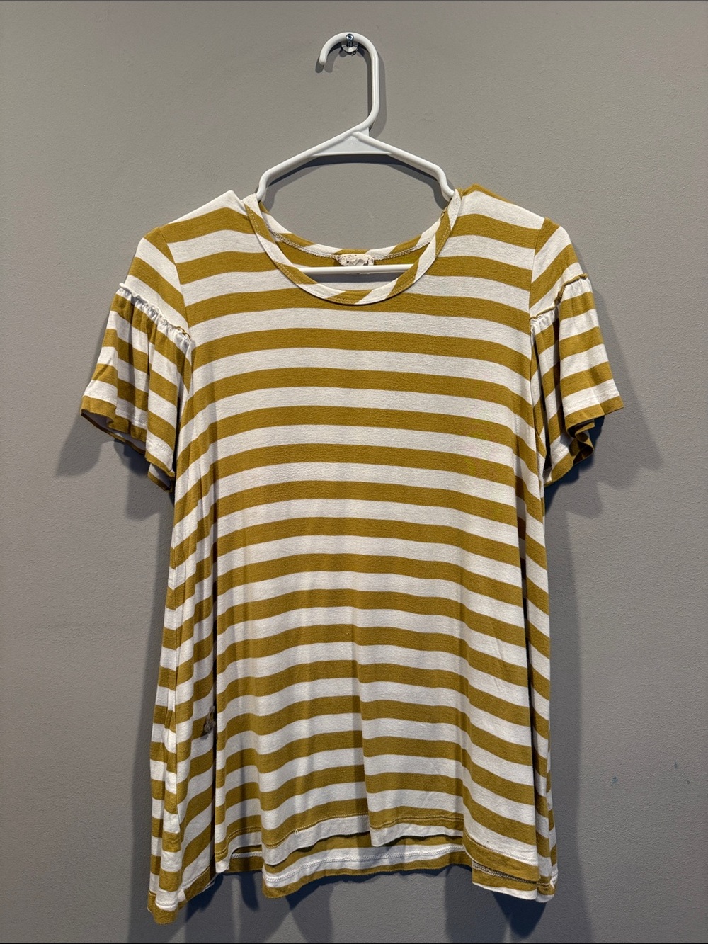 Hem & Thread Mustard and White Striped Short Sleeve Tee